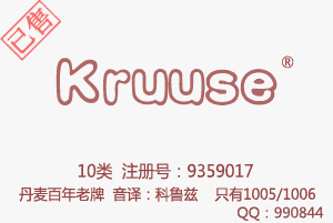 【已售】第10类 Kruuse丹麦百年品牌 奶瓶、避孕套商标